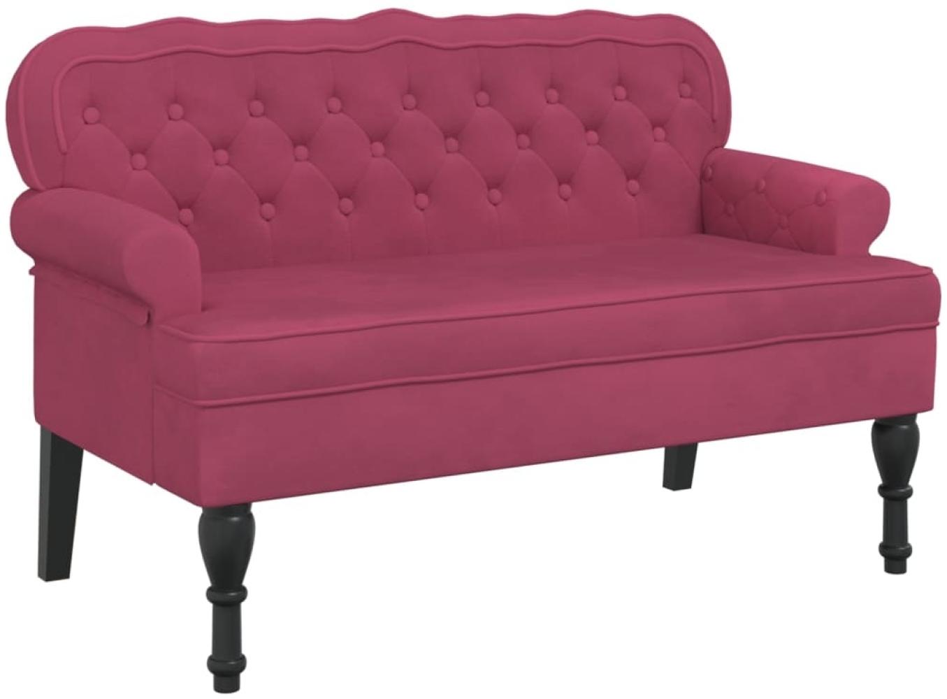 vidaXL Sitzbank mit Rückenlehne Weinrot 119,5x64,5x75 cm Samt 372160 Bild 1