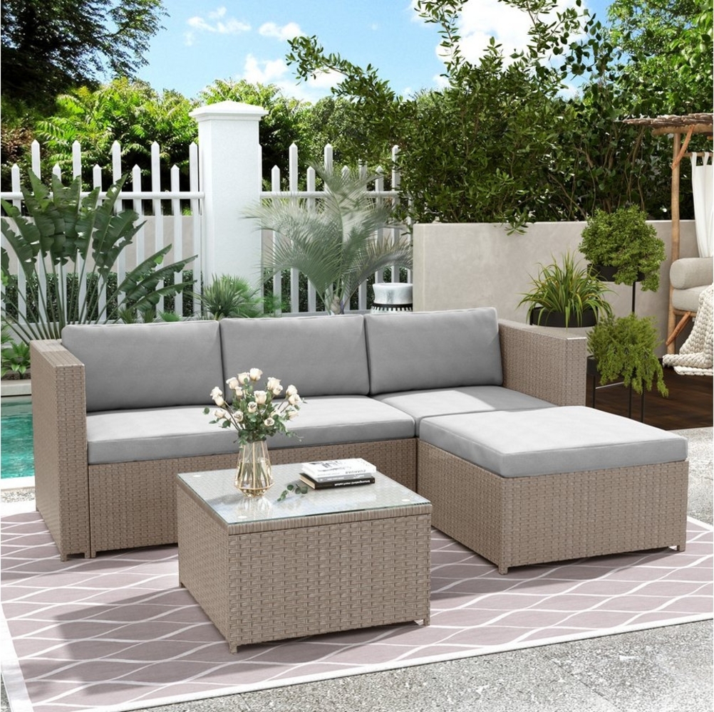 Flieks Gartenlounge-Set, (2-tlg), Polyrattan Gartenmöbel mit kissen und Tisch Bild 1
