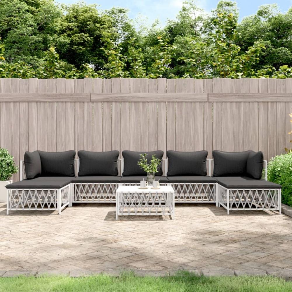 vidaXL 8-tlg. Garten-Lounge-Set mit Kissen Weiß Stahl 3186906 Bild 1