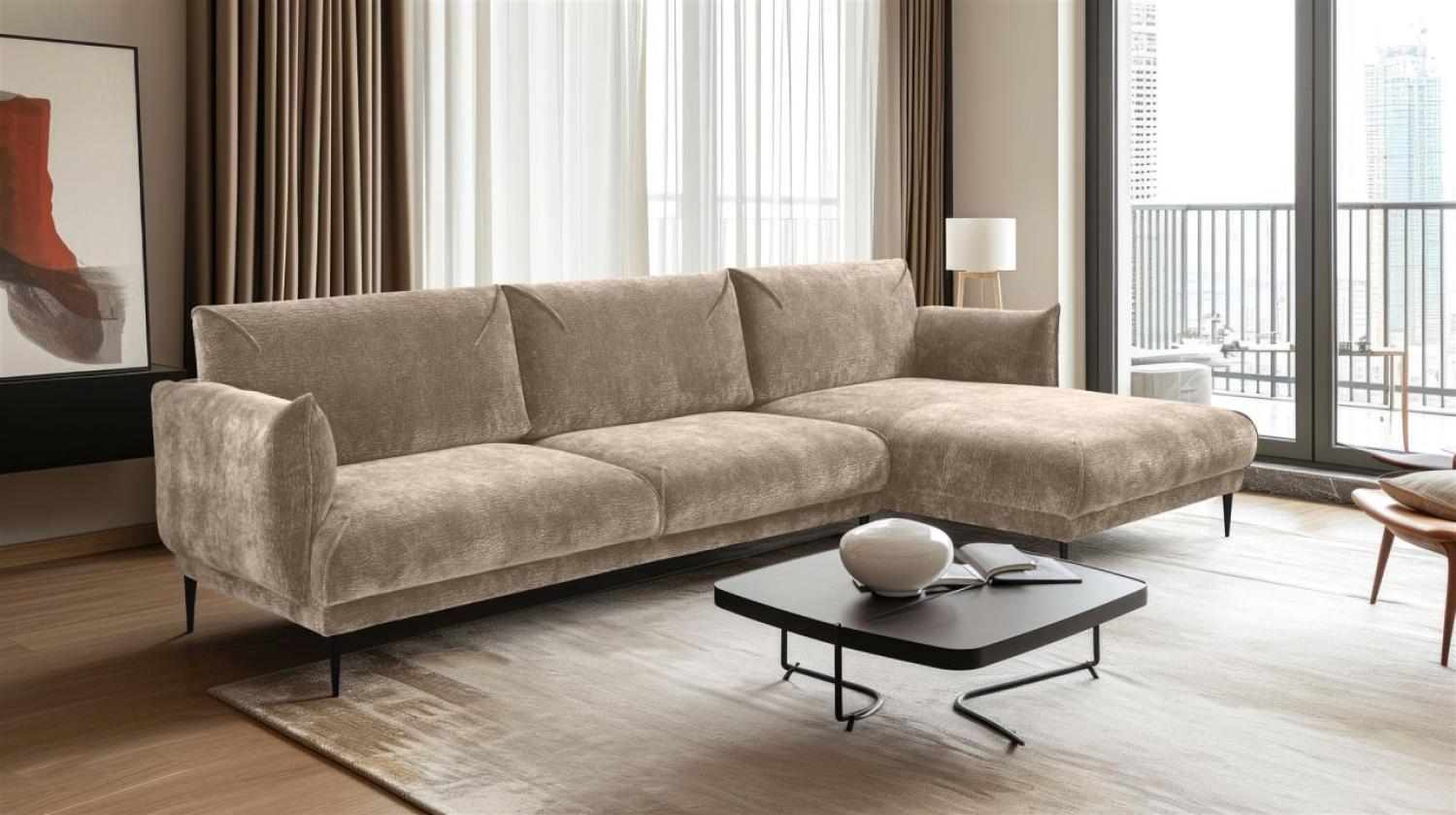 Ecksofa Designersofa MADISON in Stoff Dress Me Beige Ottomane Rechts Bild 1