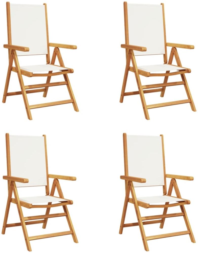 vidaXL Gartenstuhl Verstellbar 4 Stk. Cremeweiß Stoff und Massivholz 3214538 Bild 1