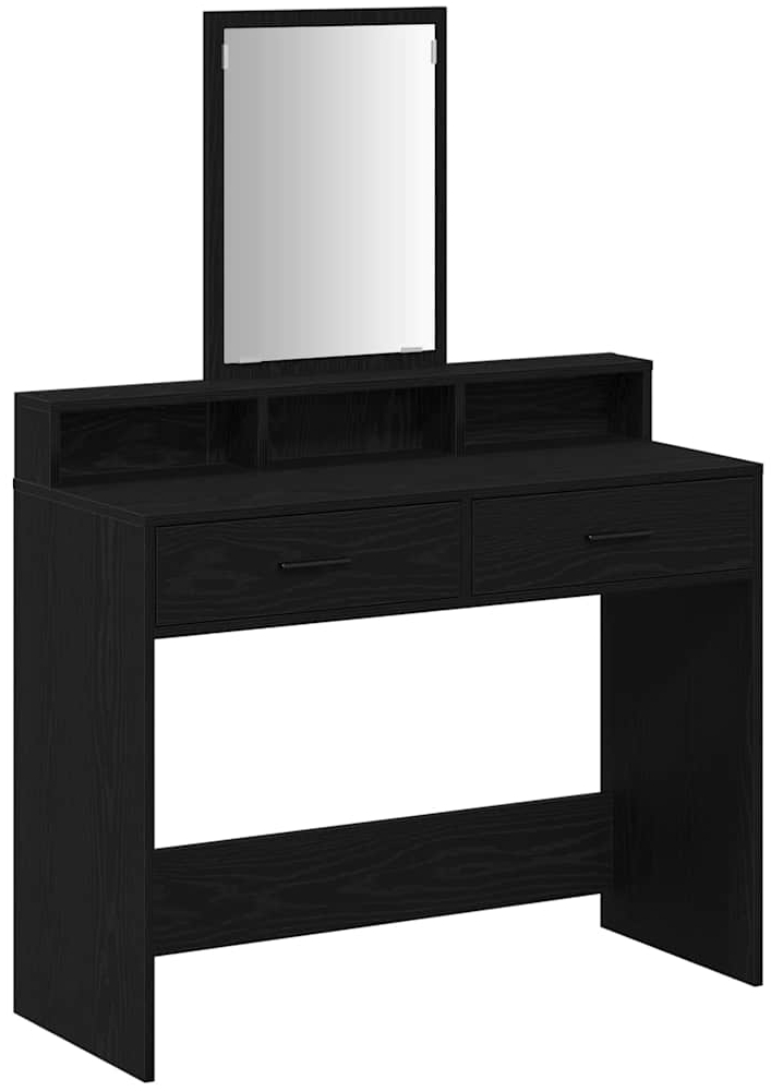 vidaXL Schminktisch mit Regal Schwarz Eichen-Optik 100 x 41 x 140 cm 865146 Bild 1