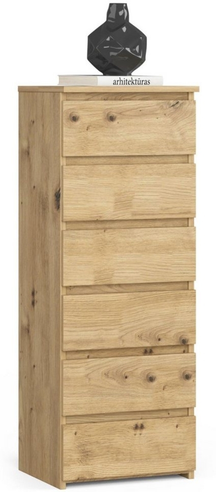 Home Collective Kommode 40 cm breit Holz Highboard Sideboard für Flur Schlafzimmer Wohnzimmer (Mehrzweckschrank Schrank schmal Kommode Schlafzimmer mit Schubladen), Kinderzimmer Organizer, 109 cm hoch mit 6 Schubladen Artisan Eiche Bild 1