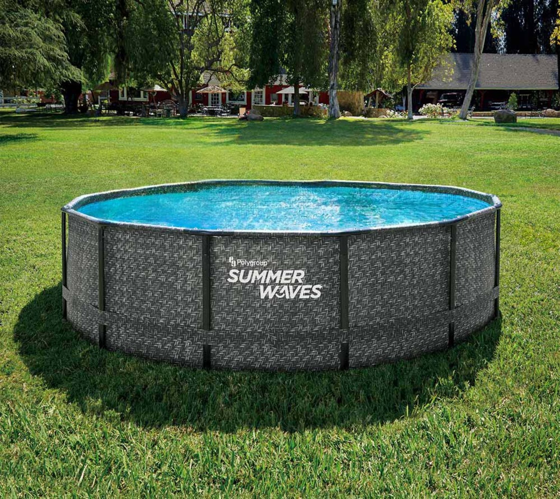 Summer Waves Elite Frame Pool | Aufstellpool rund | Komplettset | Rattanoptik | Ø 427x107 cm Bild 1