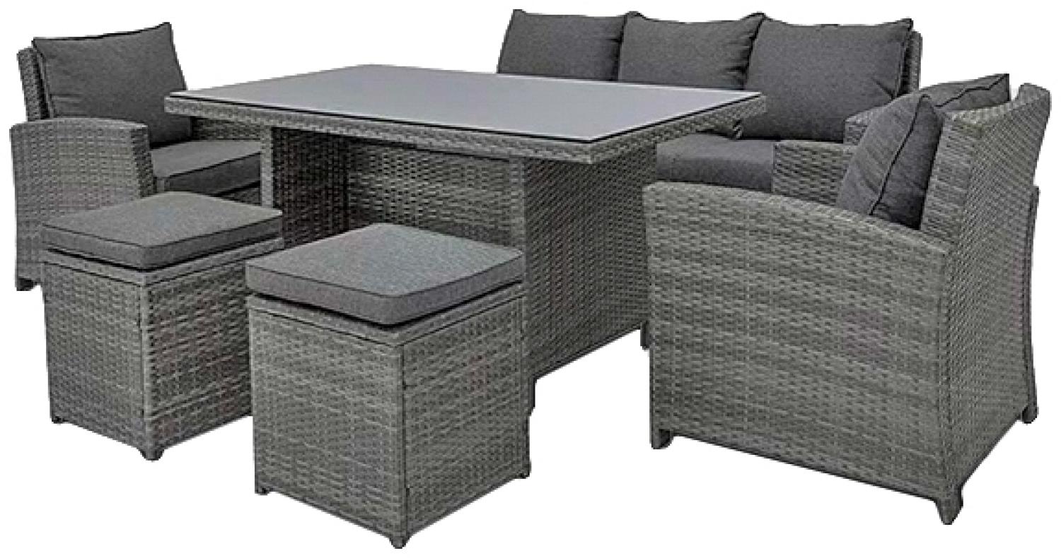 Sitzgruppe SEVILLA 6-tlg. Grau Polyrattan Set Sitzgarnitur Gartenset Garnitur Bild 1