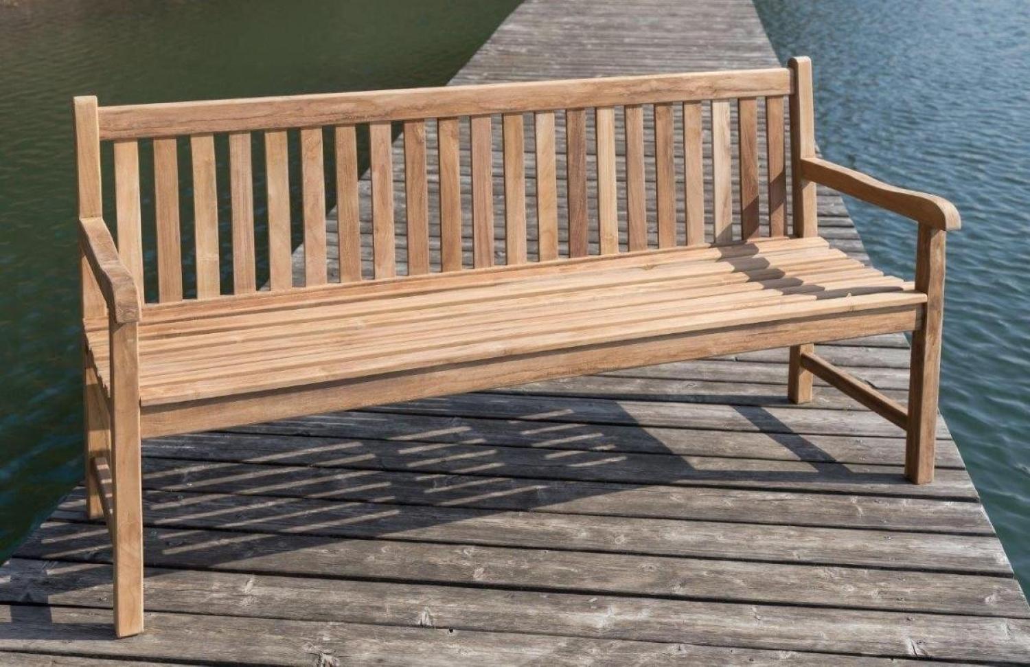 Stabile Gartenbank Picadelly 180 cm in Premium Teak mit Armlehne Bild 1