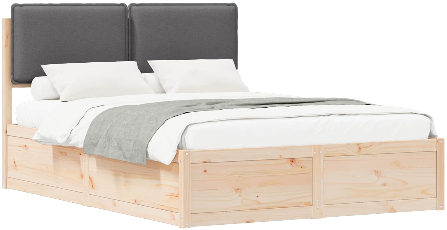 vidaXL Bettgestell mit gepolstertem Kopfteil Dunkelgrau 140 x 200 cm 3398125 Bild 1