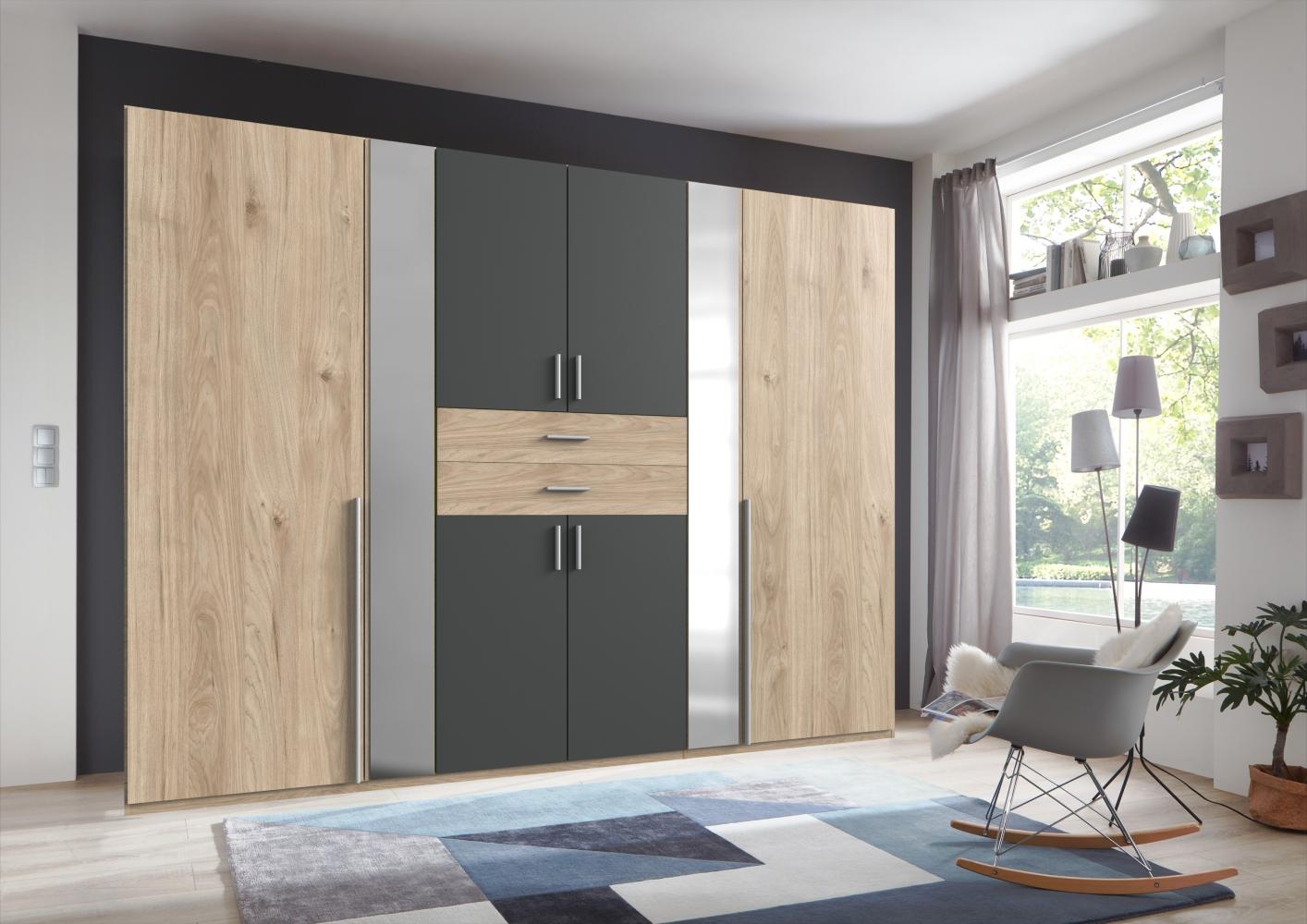 Kleiderschrank >VANEA< (BxHxT: 270x210x58 cm) in HICKORY OAK + GRAPHIT Bild 1