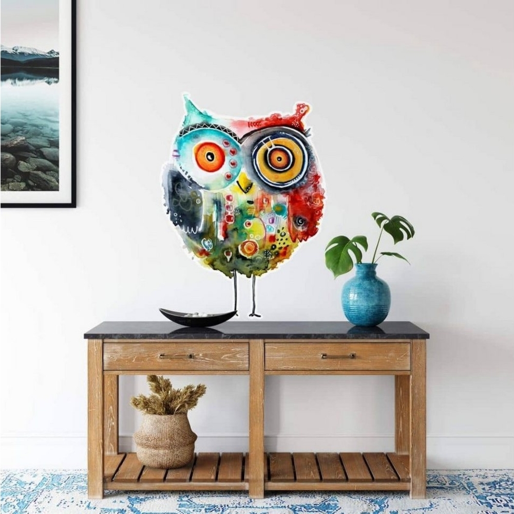 K&L Wall Art Wandtattoo Wandtattoo Hagenmeyer Wohnzimmer bunte Eule Frida Lebensfreude, Wandbild selbstklebend, entfernbar Bild 1