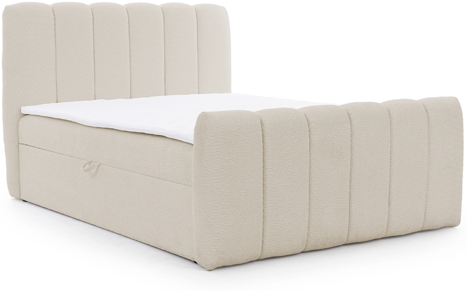 MEBLINI Boxspringbett NOMADE 140x200 cm mit Bettkasten – H3/Beige Boucle Polsterbett - Doppelbett mit Topper & Bonellfederkern-Matratze Bild 1