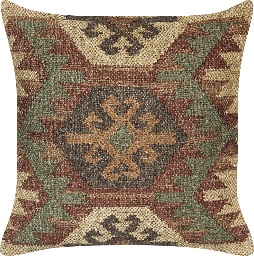 Dekokissen CUMBUM Jute 45 x 45 cm Geometrisches Muster Braun Bild 1