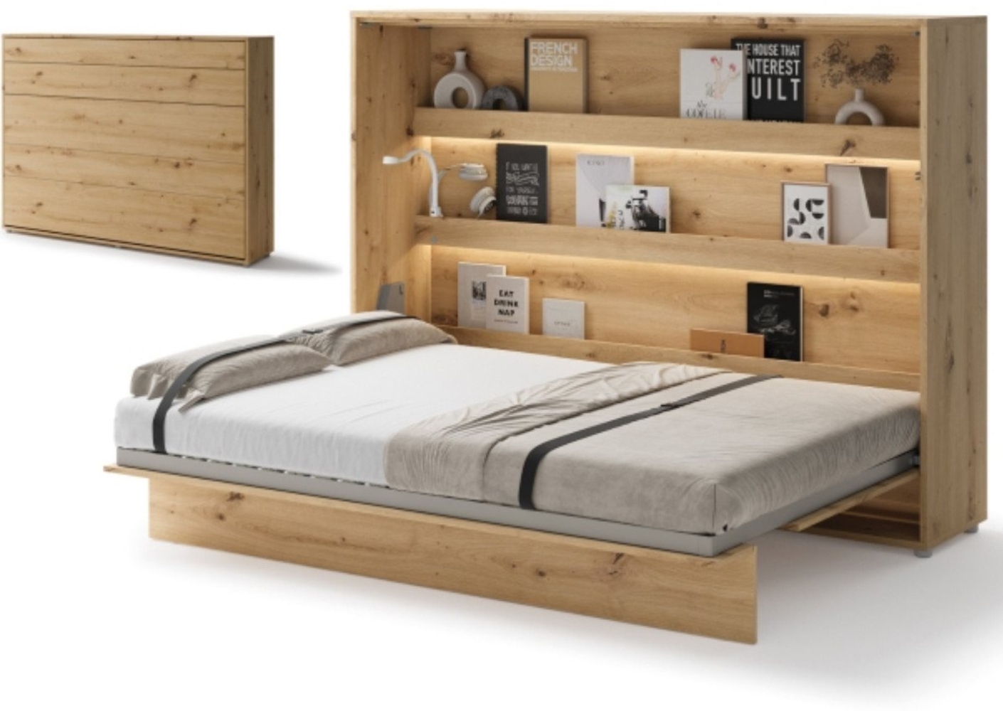 yourhouse24 Schrankbett Bed Concept BC-04 140x200 Wandklappbett Horizontal Lenart Gästebett Bild 1