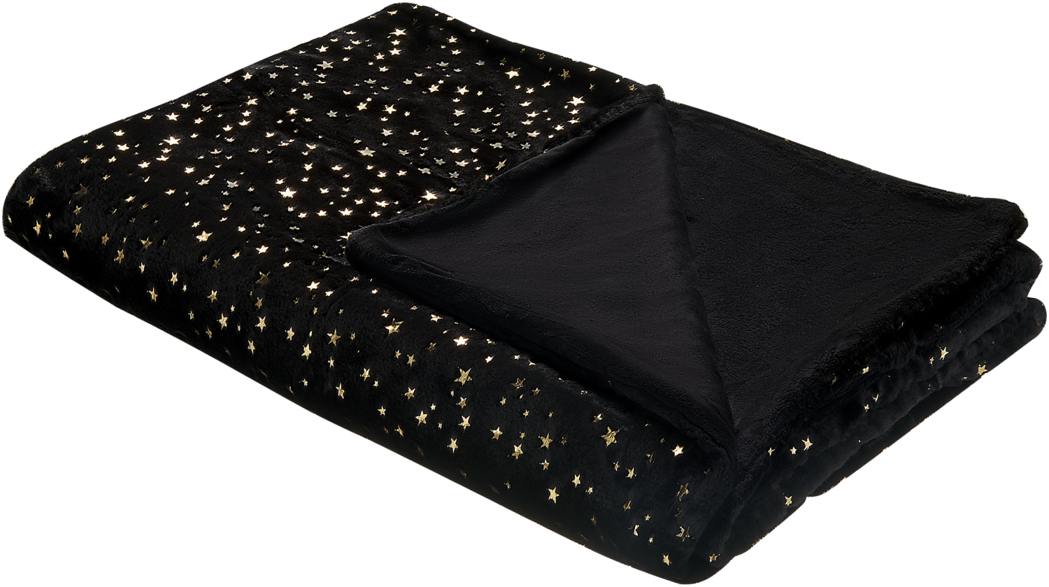 Kuscheldecke Schwarz Polyester Stoff 130 x 180 cm mit Sternen Motiv Bild 1