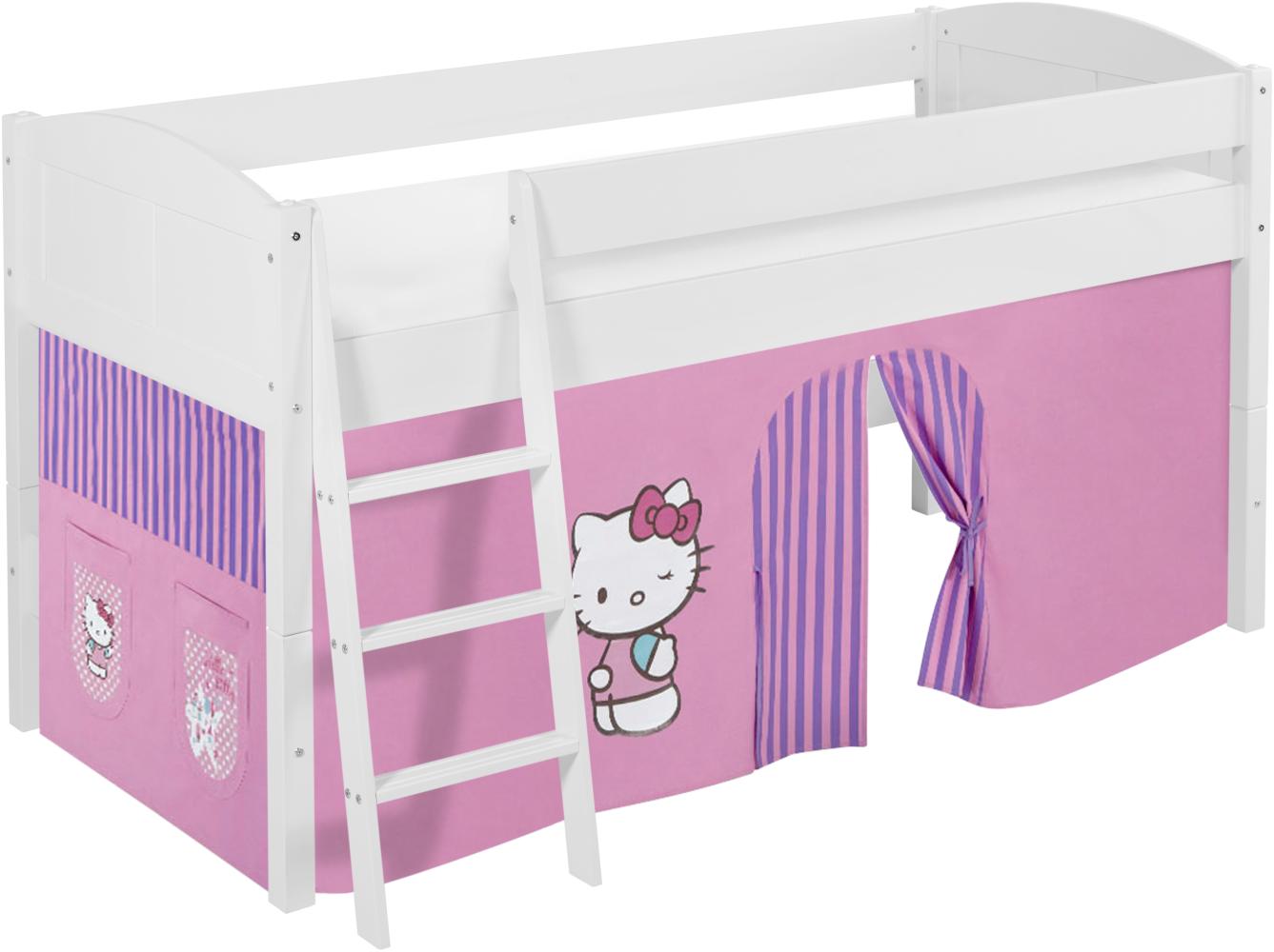 Lilokids 'Ida 4106' Spielbett 90 x 200 cm, Hello Kitty Lila, Kiefer massiv, mit Vorhang Bild 1