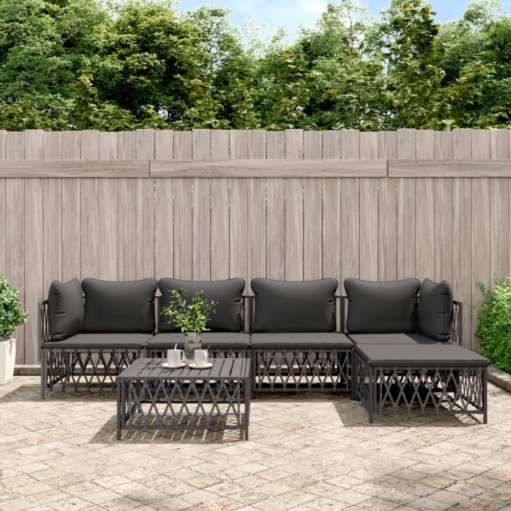 vidaXL 6-tlg. Garten-Lounge-Set mit Kissen Anthrazit Stahl 3186867 Bild 1