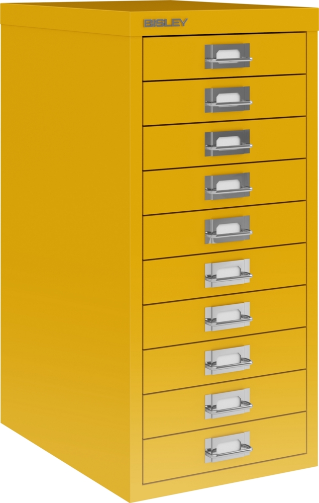 Bisley Multidrawer Schubladenschrank aus Metall mit 10 Schubladen DIN A4 ohne Sockel - Farbe: Sunflower, L2910-642 Bild 1