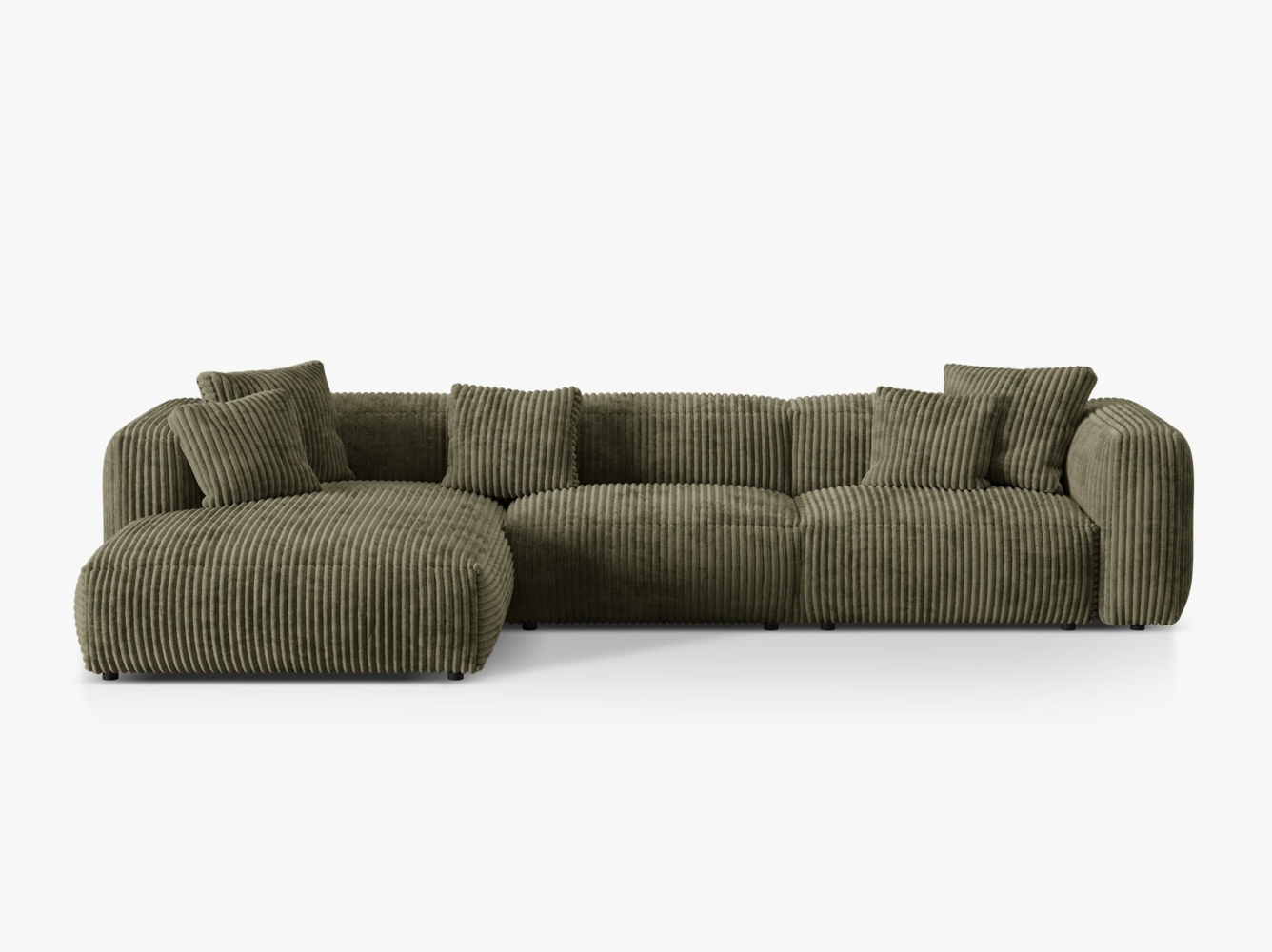 Micadoni Ecksofa Martina 3-Sitzer Kord Moßgrün Links Bild 1