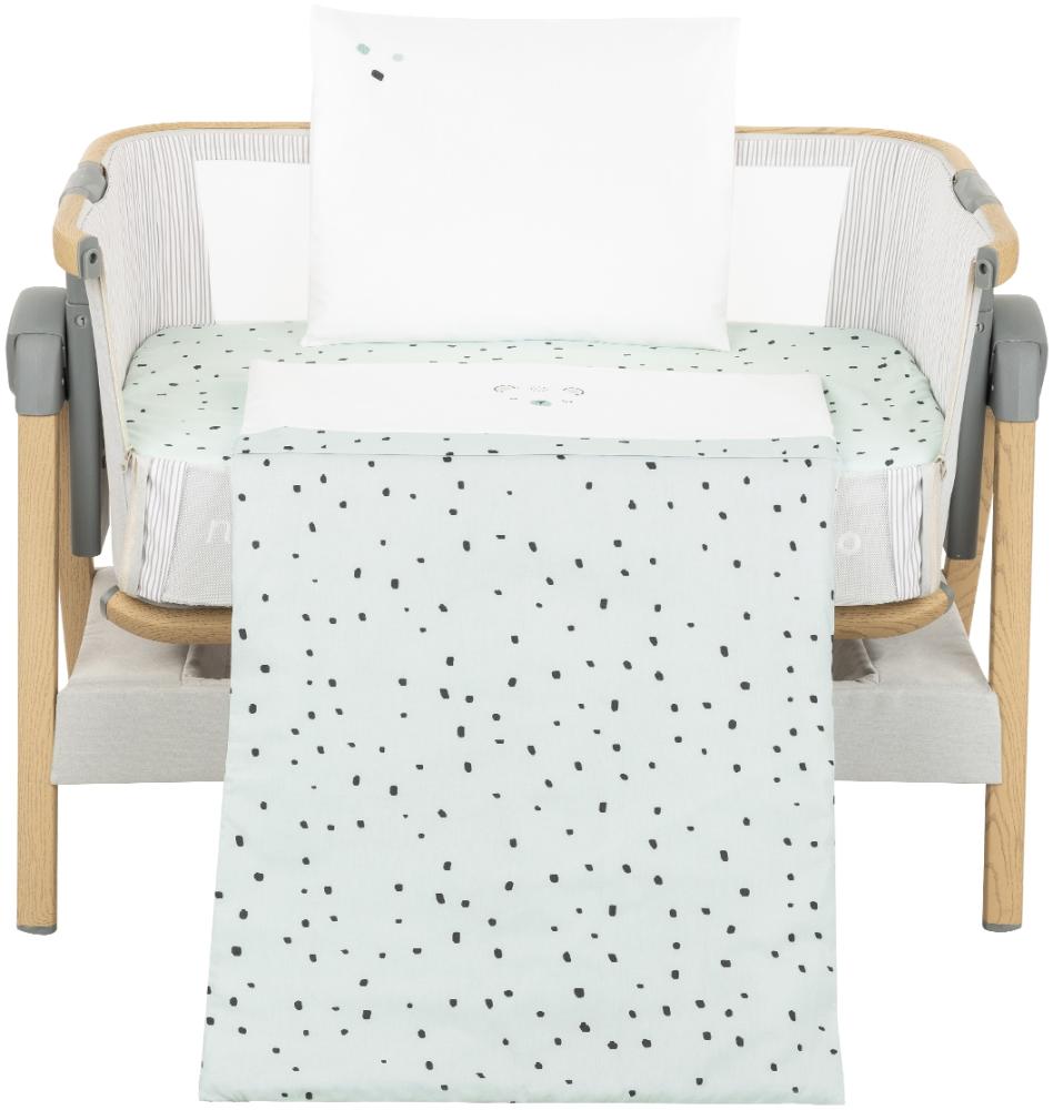 Kikkaboo Babybettwäsche Set Bear with me 3-teilig Decke 85 x 55 Kissen 45 x 35 grün Bild 1