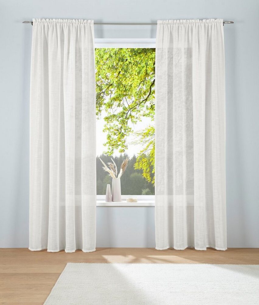 LeGer Home by Lena Gercke Gardine Marusha (1 St), Stangendurchzug, halbtransparent, 1 Schal, Leinenoptik, gewebt, verschiedene Größen Bild 1