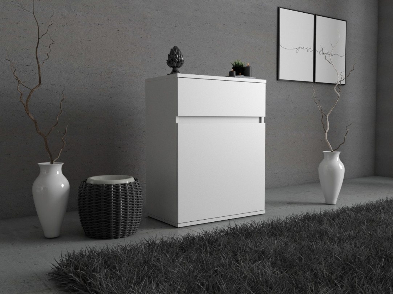 KOSETO Kommode mit Schubladen 60cm – Sideboard Schrank für Wohnzimmer - Schwarz, Pflegeleicht, Modernes Design, für Wohnzimmer, Schlafzimmer, Büro Bild 1