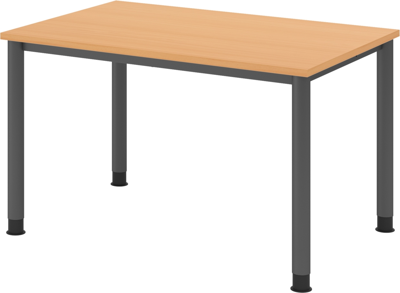 bümö höhenverstellbarer Schreibtisch H-Serie 120x80 cm in Buche, Gestell in Graphit - PC Tisch für's Büro manuell höhenverstellbar, Computertisch verstellbar, HS-12-6-G Bild 1