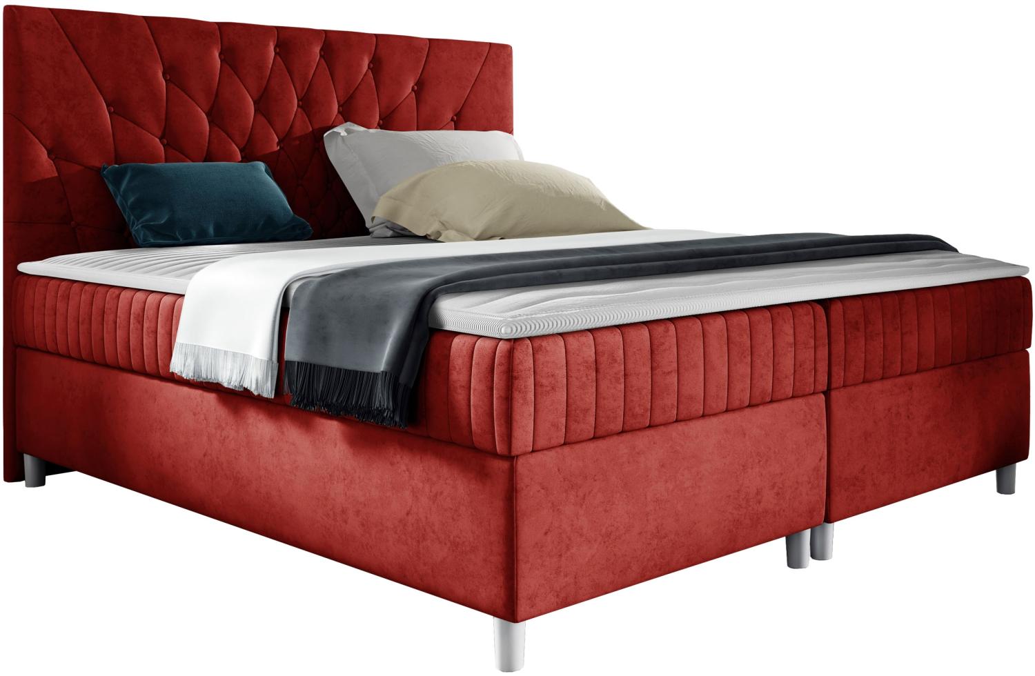 Boxspringbett Murseno, Rot, 140 x 200 cm Bild 1