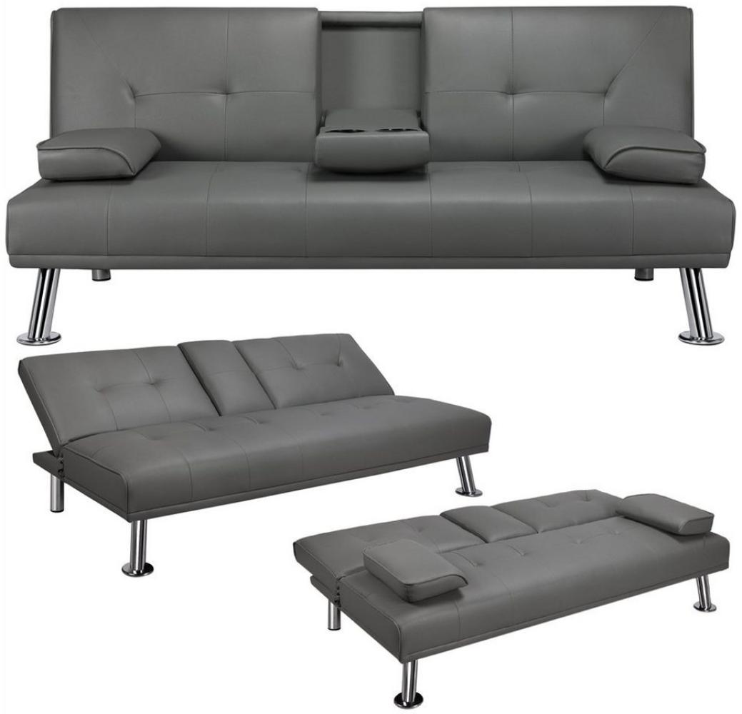 Yaheetech Schlafsofa Bettsofa Couch mit Tassenhalter Gästebett 167 x 81,5 x 75 cm, Rückenlehne neigbar 105°/140°/180°, 350 KG belastbar Bild 1