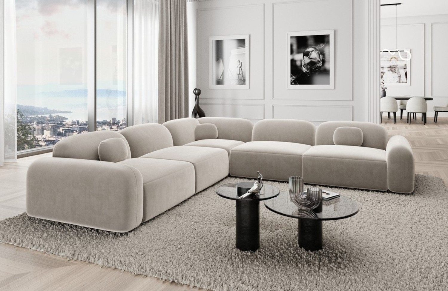 Sofa Dreams Ecksofa Stoff Eckcouch Polstersofa Luxus Eck Couch Barcelona L Form, Loungesofa Bild 1