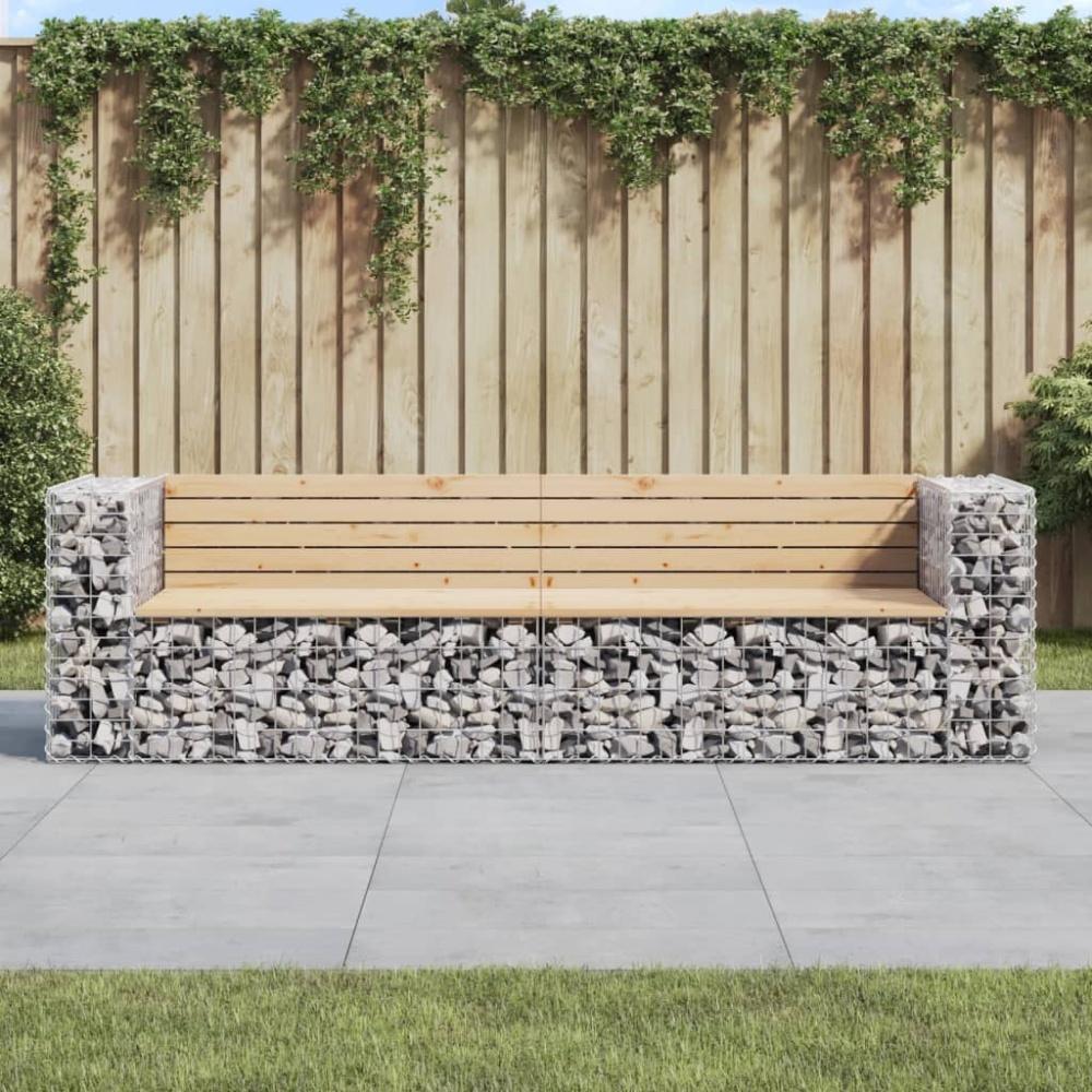 vidaXL Gartenbank aus Gabionen 244x71x65,5 cm Massivholz Kiefer 3196239 Bild 1