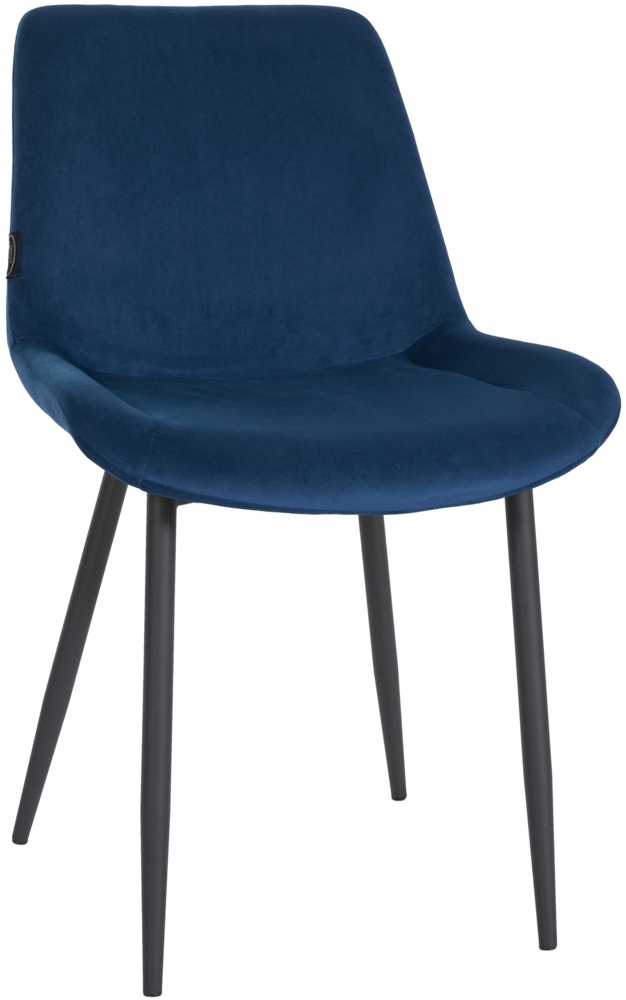 DELUKE® Esszimmerstuhl WIKIL Samt - 80 x 51 x 60 cm, blau, Samt Metall matt schwarz Gestell Stühle Esszimmerstühle Stuhl Esszimmer Esstisch Stühle Küchenstuhl Bild 1