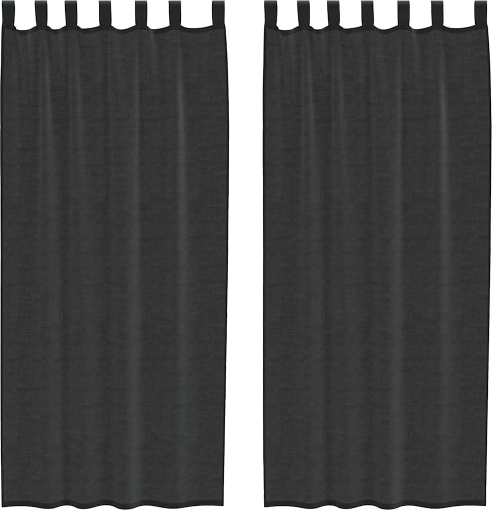 vidaXL Voile Vorhänge mit Lasche 2 Stk. Schwarz 4102259 Bild 1