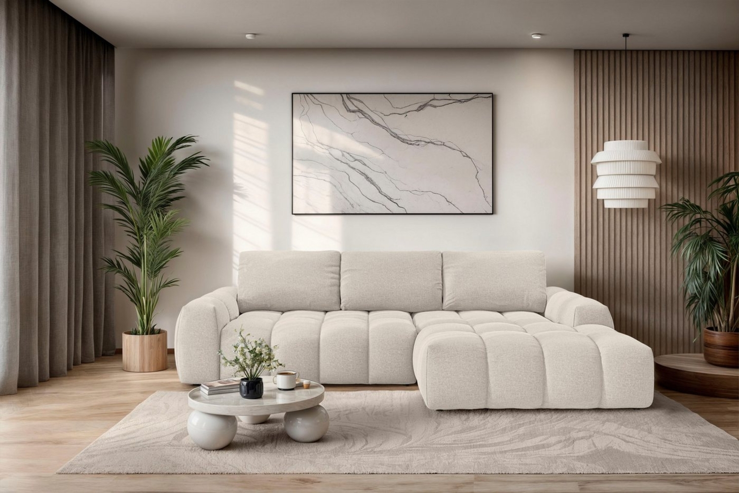 OTTO home Ecksofa AZITA klein optionale Schlafsofa mit Bettkasten, B/T/H: 270/166,5/84cm, L-Form mit Wellenunterfederung, Bubble-Optik Bild 1