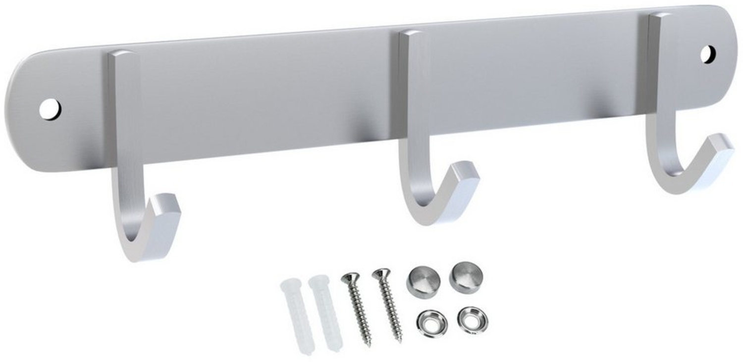 INTIRILIFE Edelstahl Garderobenleiste Modell D - 3 Haken - Kleiderhaken Garderobe Hakenleiste in 5 verschiedenen Designs Bild 1