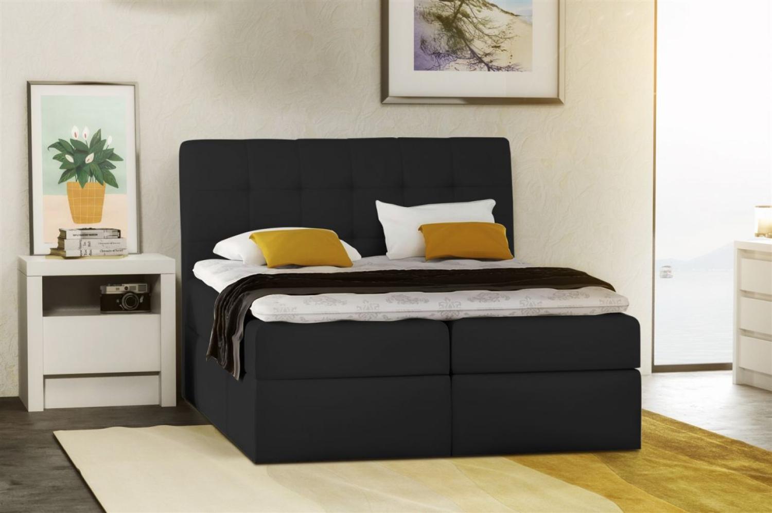 Boxspringbett TURIN Kunstleder Schwarz 180x200 cm Bild 1