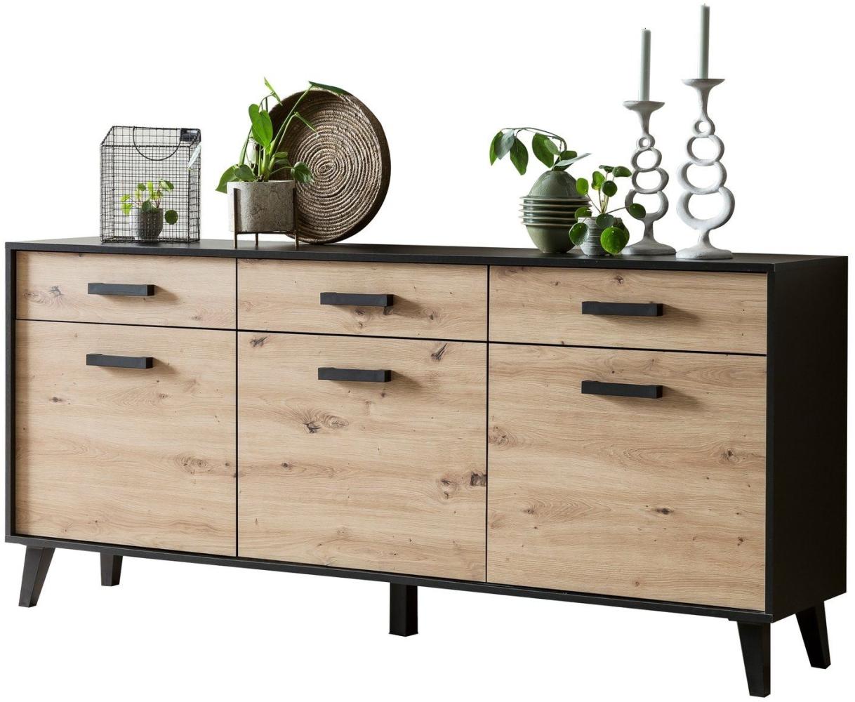 Sideboard Jaida 186x85x39 Anrichte Schwarz/Artisan 10103 Bild 1