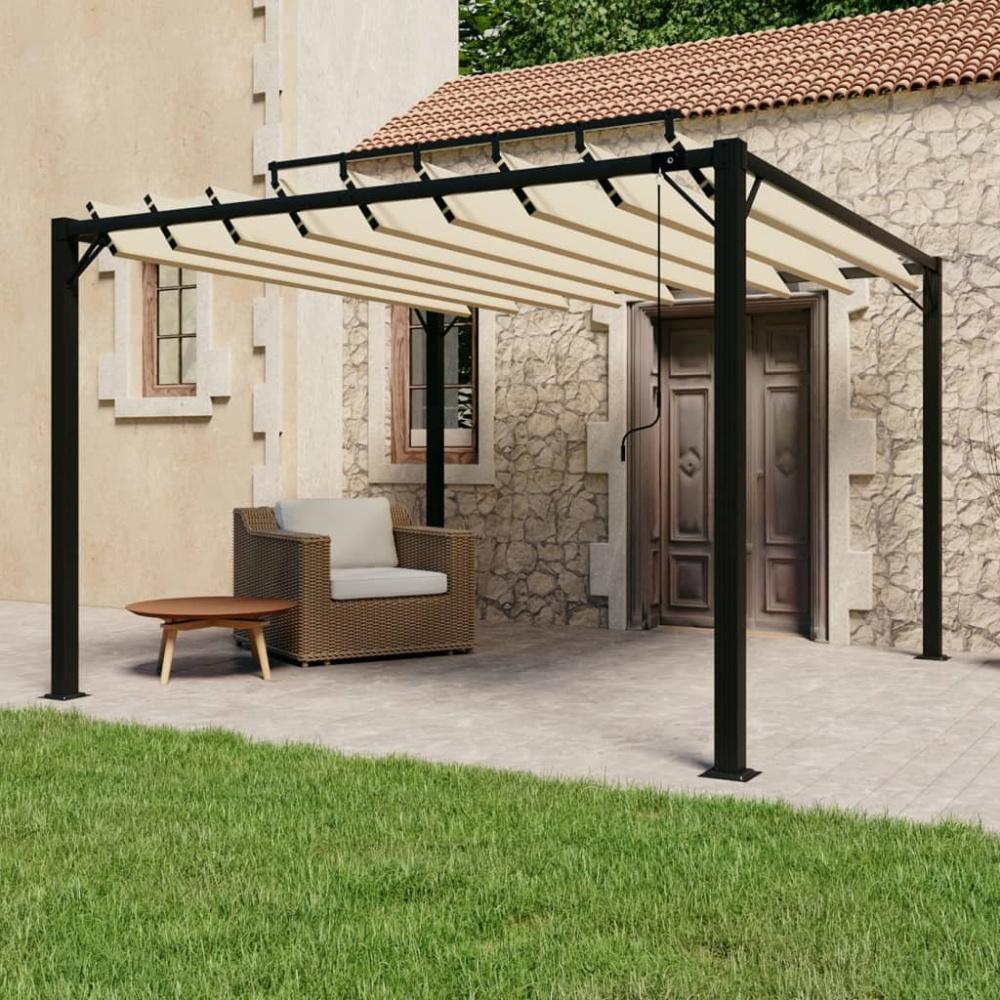 vidaXL Pergola mit Lamellendach 3x3 m Creme Stoff und Aluminium 313924 Bild 1