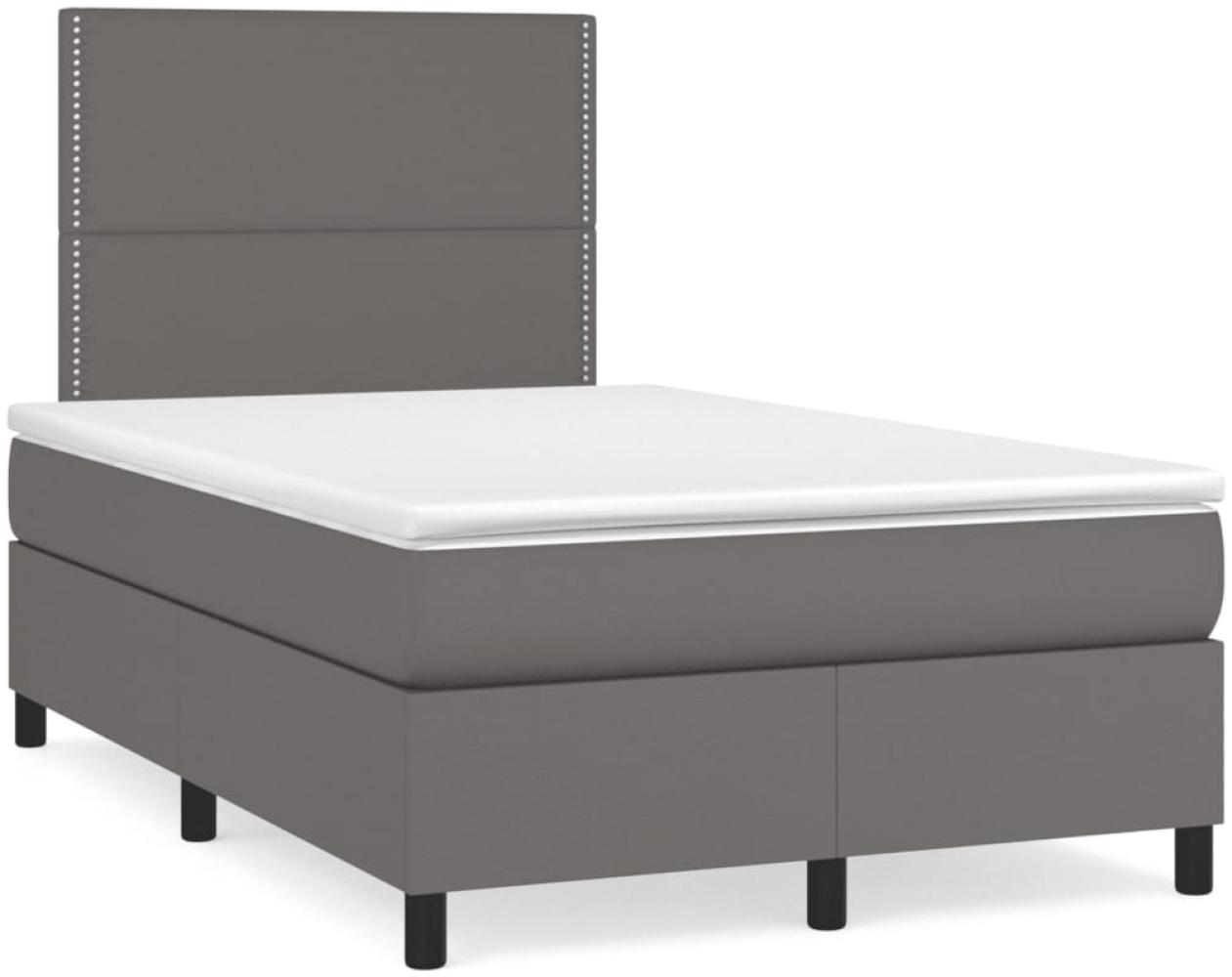 vidaXL Boxspringbett mit Matratze Grau 120x190 cm Kunstleder 3269975 Bild 1