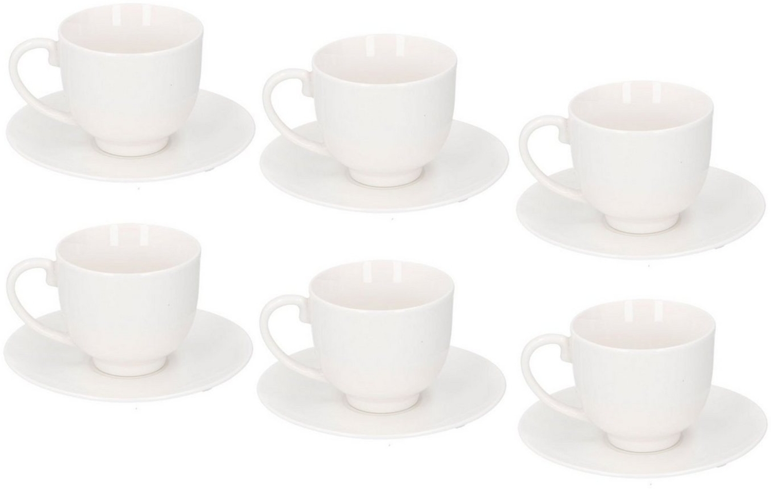 Spetebo Geschirr-Set Espresso Tasse mit Unterteller - weiß / 6er Set (6-tlg), 6 Personen, Porzellan, Kaffeetasse mit Untersetzer Bild 1