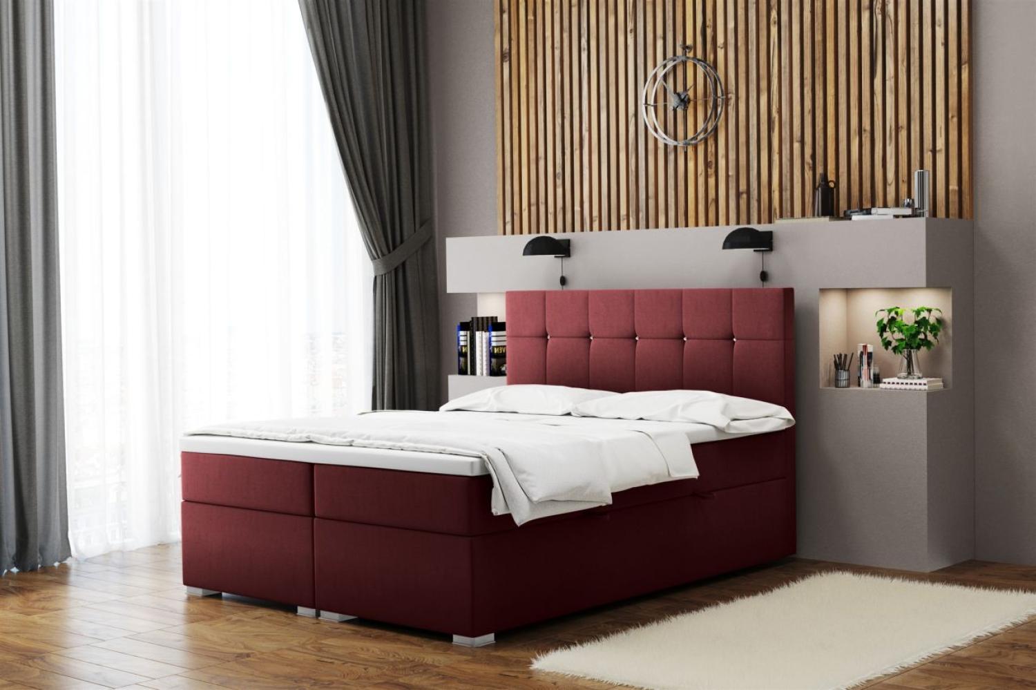 Boxspringbett Schlafzimmerbett 'ABELT', in Stoff Matt Velvet, Weinrot, 200 x 220 cm Bild 1