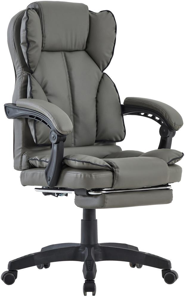 Schreibtischstuhl Bürostuhl Gamingstuhl Racing Chair Chefsessel mit Fußstütze Dunkelgrau - Schwarz Bild 1