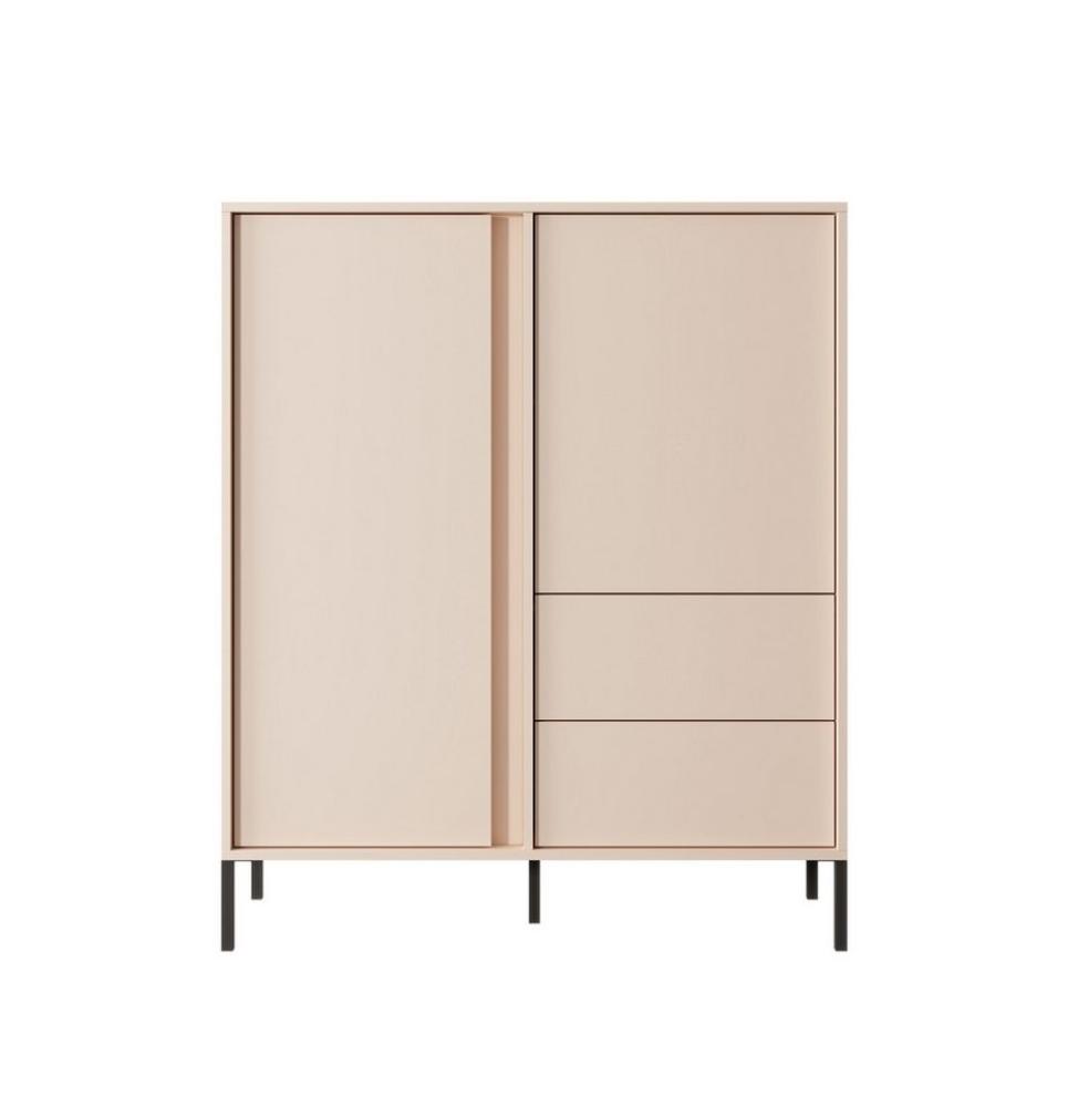 MOEBLO Kommode Calor A 2D2S Beige (in Option LED, Sideboard Wohnzimmer Kommode Schlafzimmer Komodenschrank Highboard), B 103,3 / H 123,4 / T 39,5 cm Bild 1