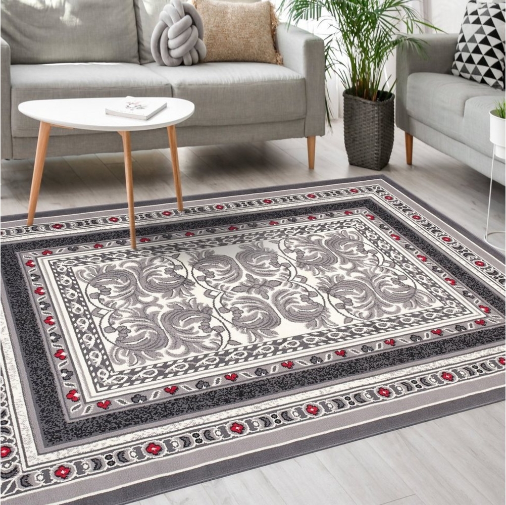 Mazovia Designteppich Modern Teppich Kurzflor Wohnzimmerteppich Robust und pflegeleicht GRAU, 80 x 150 cm, Fußbodenheizung, Allergiker geeignet, Farbecht, Pflegeleicht, Geometrisch Bild 1