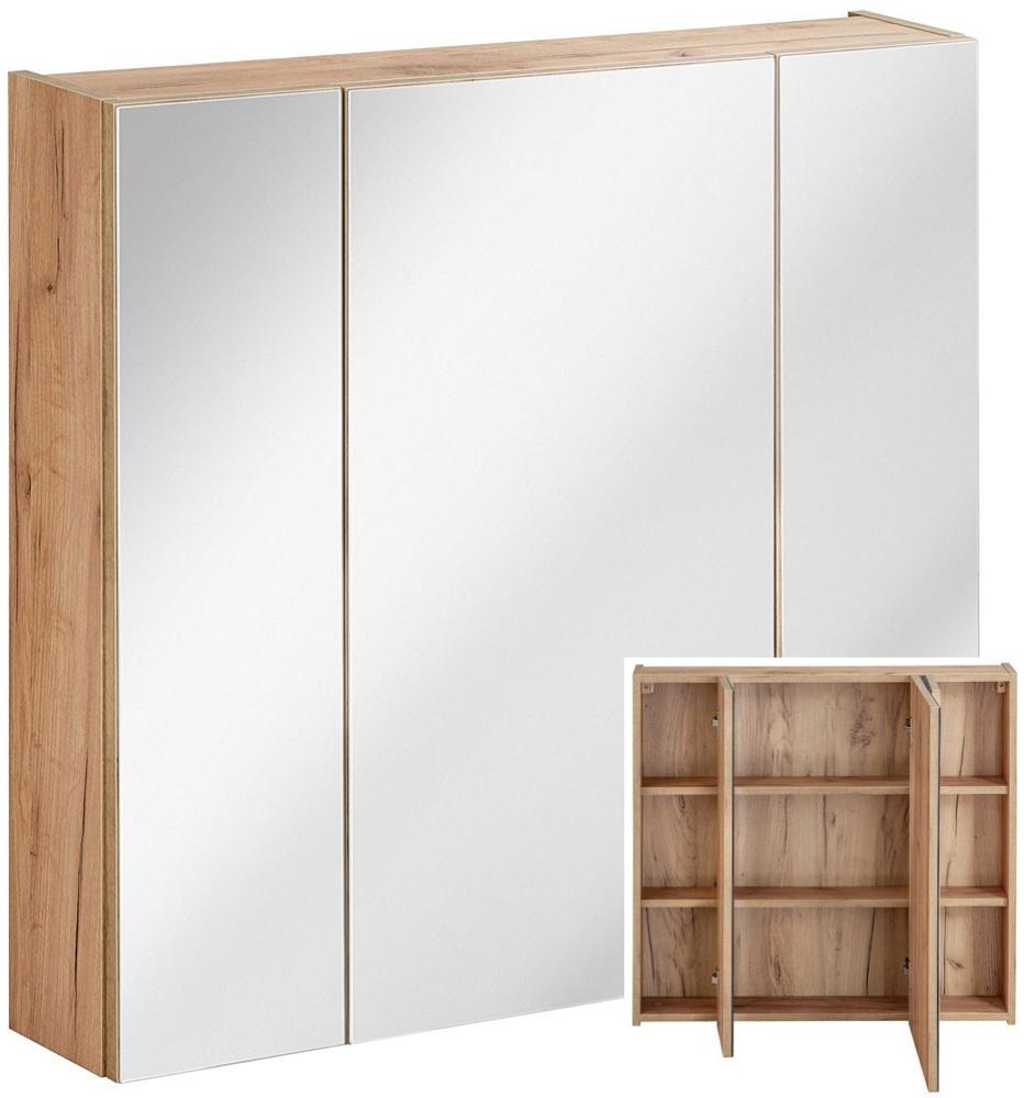 Badezimmer Spiegelschrank 80cm TOSKANA-56 in Wotaneiche B/H/T ca. 80/75/16cm Bild 1