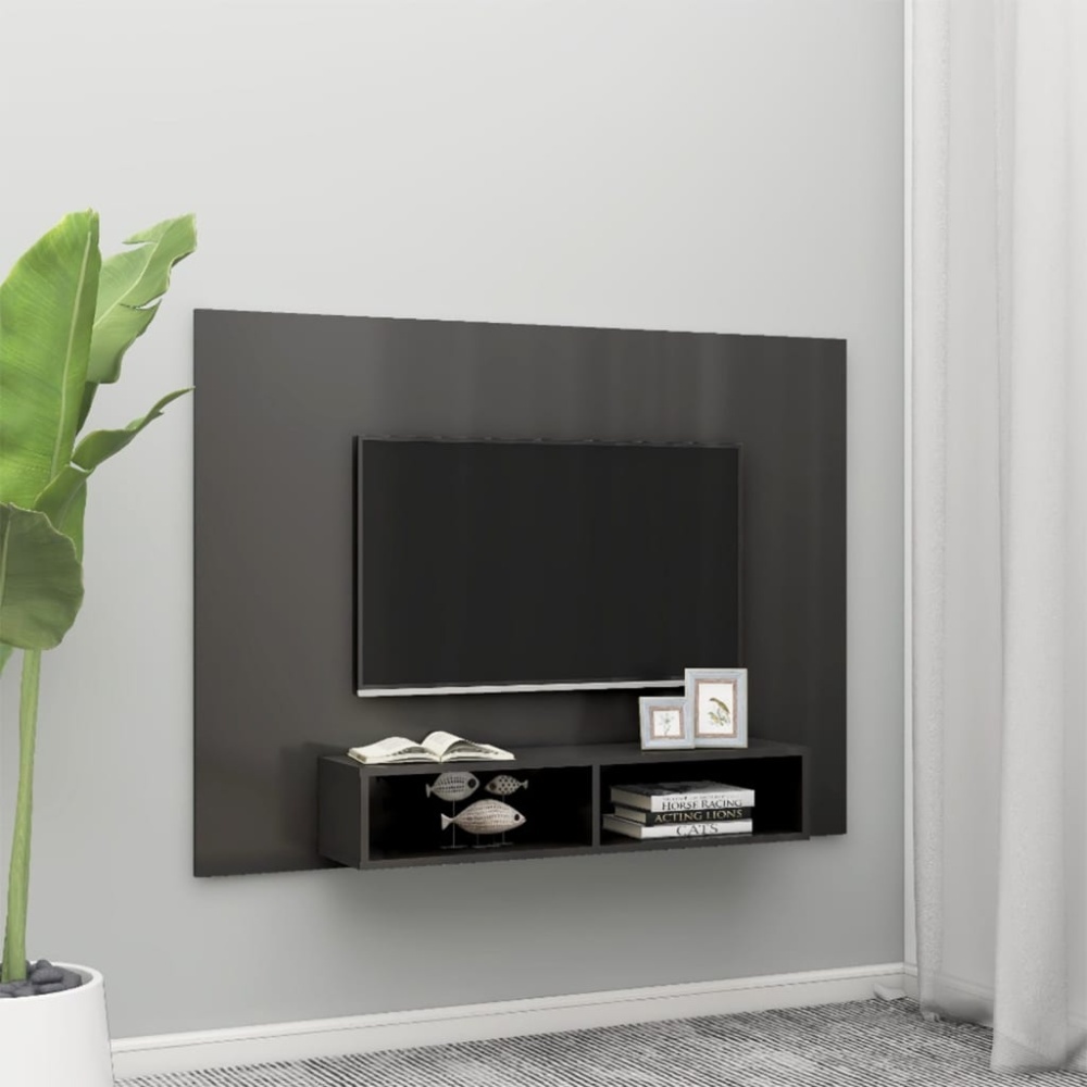 TV-Wandschrank Hochglanz-Grau 135 x 23,5 x 90 cm Holzwerkstoff Bild 1