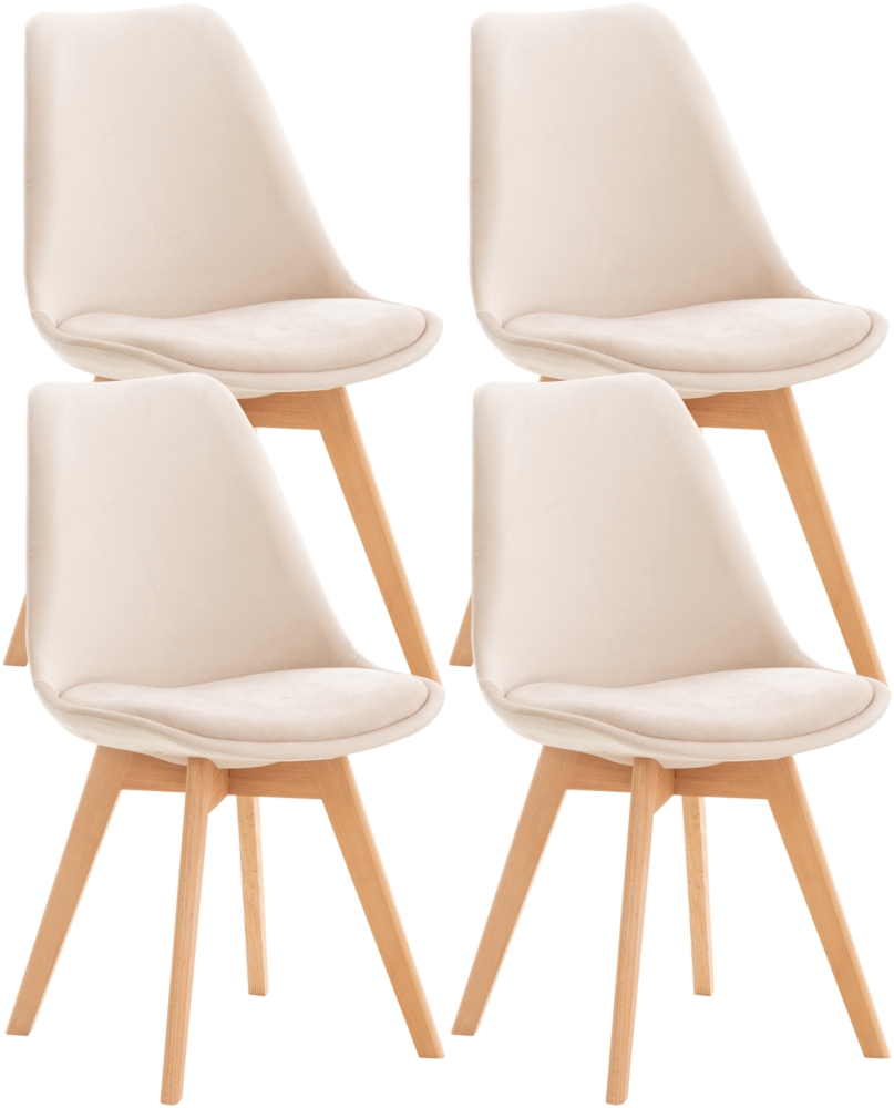 4er Set Stuhl Linares Samt, Creme Bild 1