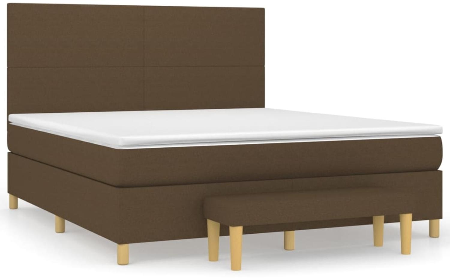 vidaXL Boxspringbett mit Matratze Stoff Dunkelbraun 160x200 cm, Härtegrad: H2 [3137008] Bild 1