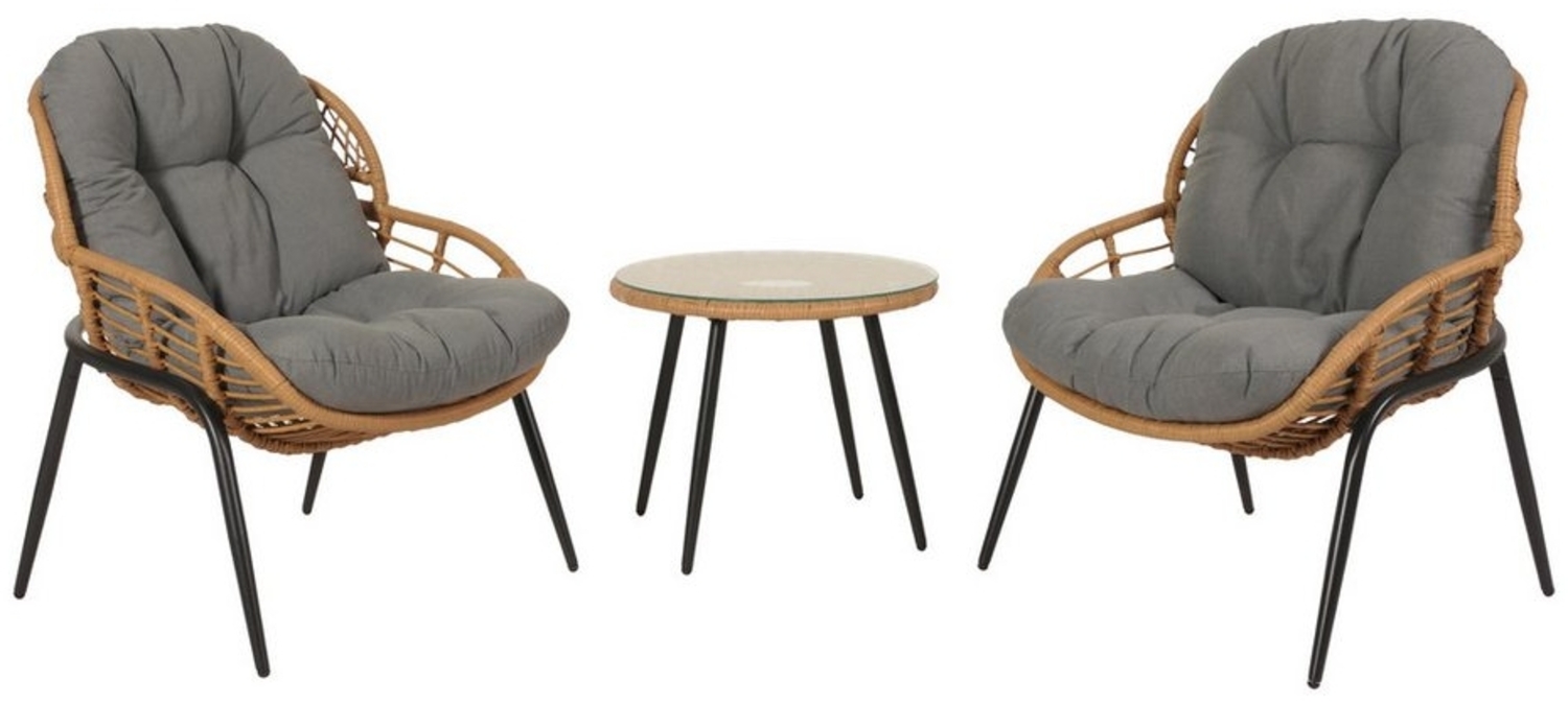 MCW Sitzgruppe MCW-N33, (Set, 3-tlg), Dichte Rattanstreben für mehr Komfort, Hohe Stoffqualität 210g/m² Bild 1