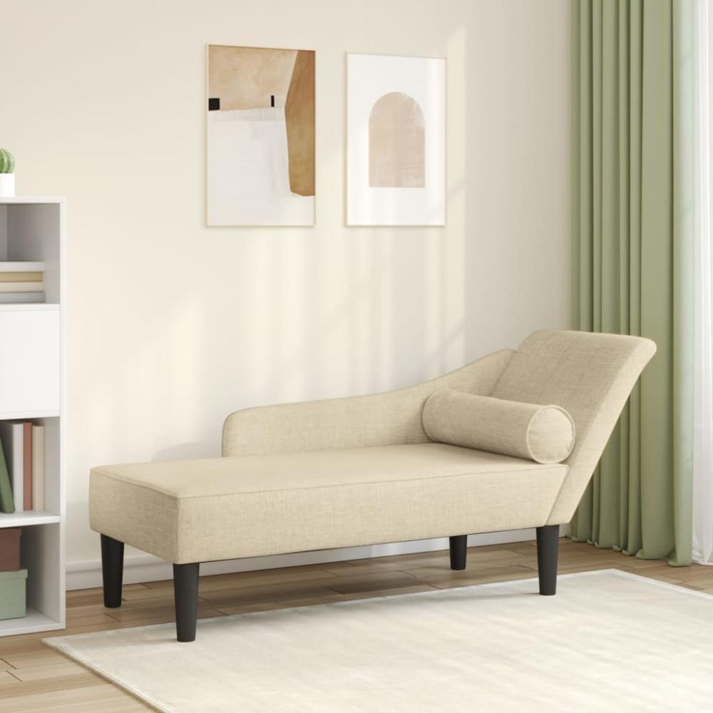 vidaXL Chaiselongue mit Kissen Creme Stoff Bild 1