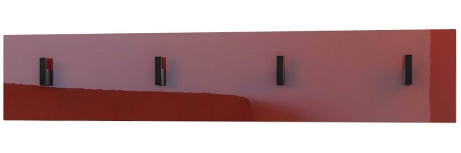 Vladon Garderobenpaneel Linea (Wandgarderobe, mit 4 Kleiderhaken), Bordeaux Hochglanz (72 x 14,5 x 3,5 cm) Bild 1