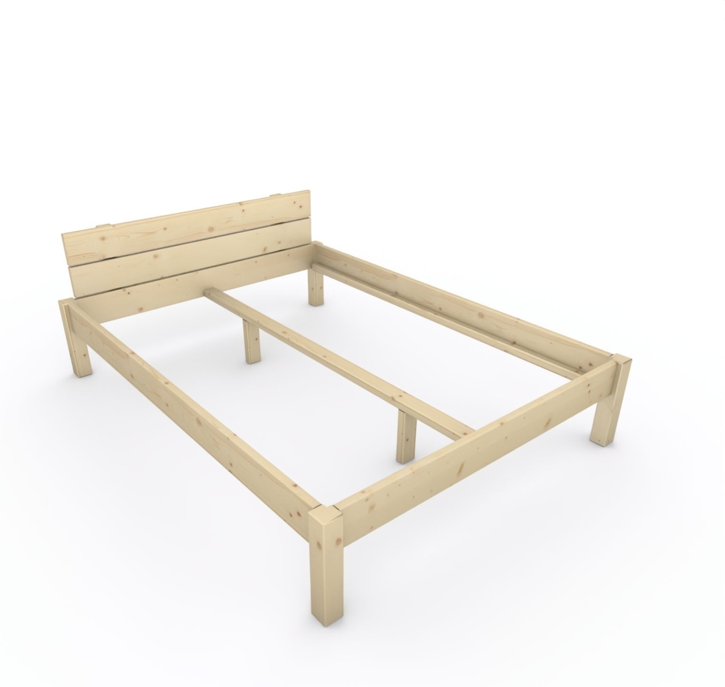 Pfostenbett "metallarm" Fichte Holzbett "Daybett" 140 x 190cm 38cm Doppelbett Bild 1